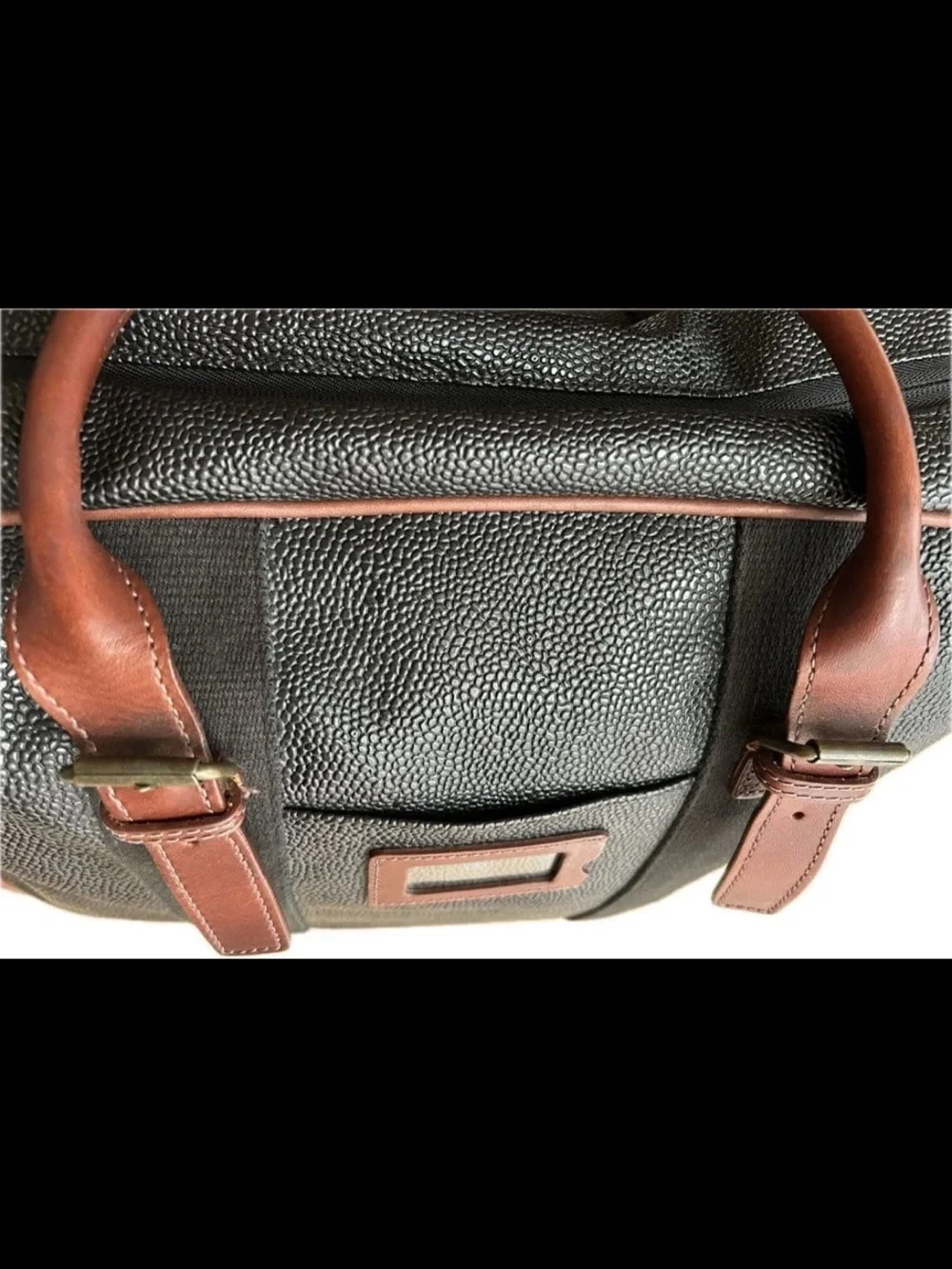 Mulberry Black Pebbled Leather Briefcase with Brown Trim